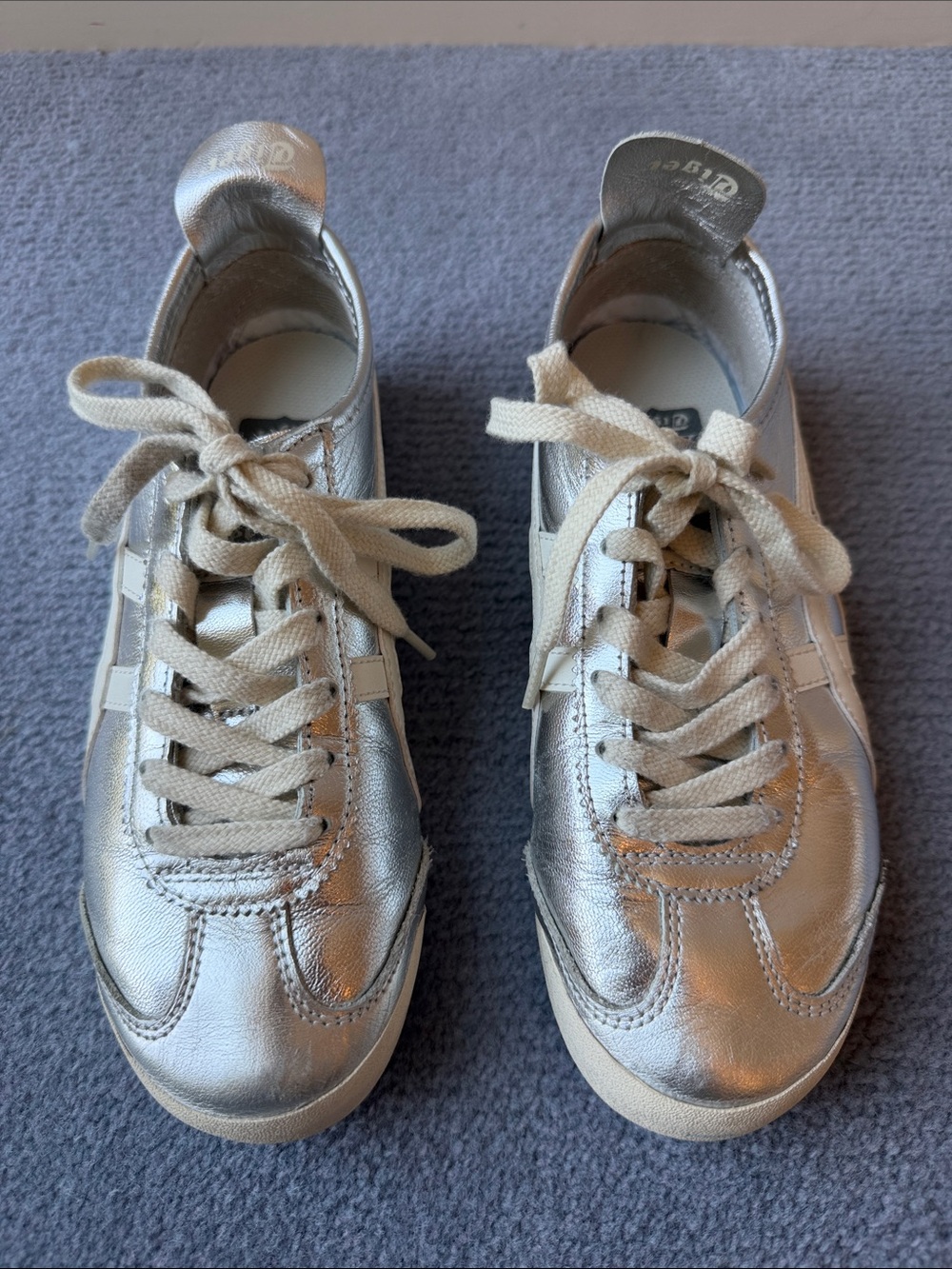 Onitsuka Tiger by Asics Silver Leather Lace-Up Sneakers
